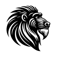 Stylized illustration of a baboon head isolated on white background