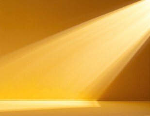 A bright yellow room bathed in warm light streaming from a stylish ceiling fixture, creating a cheerful and inviting atmosphere.