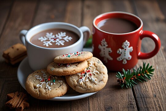 Christmas Cookies and Hot Cocoa in a Festive Setting - Powered by Adobe