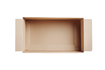 Brown cardboard box placed on a plain background ready for packaging during daylight hours