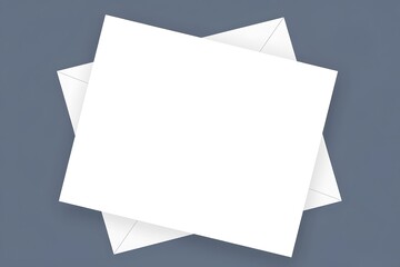 Blank White Paper and Envelopes on Blue Background