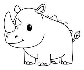 Cartoon Rhinoceros Monster Outline Illustration