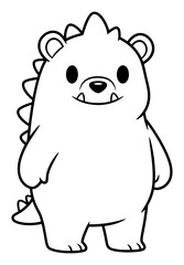 Obraz premium Cartoon Bear-Dinosaur Monster Hybrid Character Outline