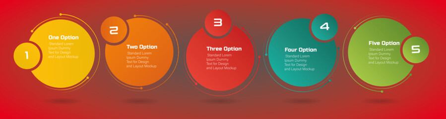 Business infographic design – 5-step circular timeline for modern data visualization, digital marketing, tech process, and report layout