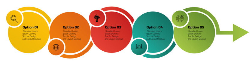 Circular infographic with 5 steps – Business data visualization for modern templates, diagrams, digital marketing, and tech processes