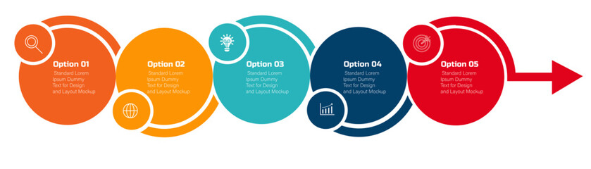 5 Steps Circle Infographic – Business data visualization template for digital marketing, modern diagram, process, technology, and presentation