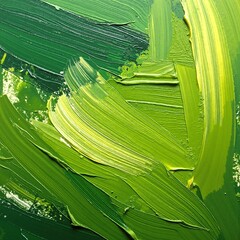 A vibrant green paint swatch sits on a wooden artist's palette, surrounded by splatters of other colors, showcasing the creative process of painting.