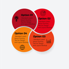 Business data visualization-Timeline infographic design with 4 steps red circle vector element for business template, modern diagram, process, technology, digital marketing, data presentation