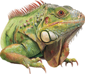 Fototapeta premium Detailed illustration of a green iguana with scales and vibrant colors