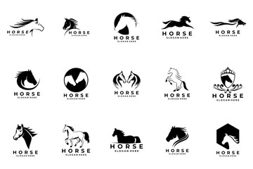 Naklejka premium Horse animal logo design icon vector template. Horse company logo design set