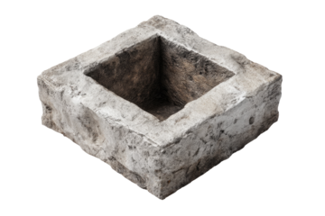 Square, stone-like block with hollow center