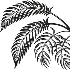 A vector illustration of a tropical palm tree silhouette against a summer sun