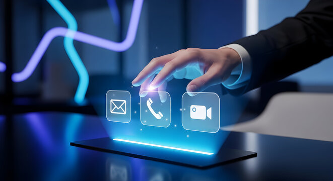 Seamless Connectivity: Interacting with Holographic Communication Icons on Smartphone Interface