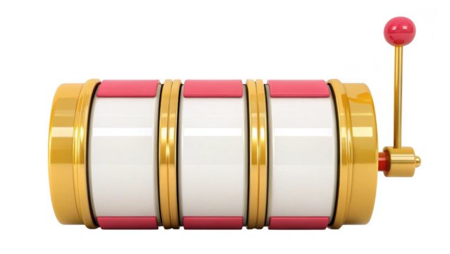 Three reel slot machine drum isolated on transparent background