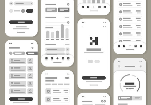 Minimalist Mobile App Wireframe UI Templates