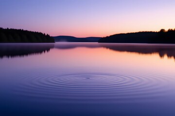 Fototapeta premium Serene Lake at Dawn with Gentle Ripples