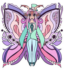 Anthropomorphic Butterfly Cartoon Design Character Monster