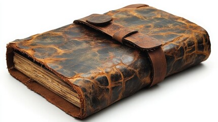 Vintage Leather Bound Journal with Warm Tones and Distressed Finish