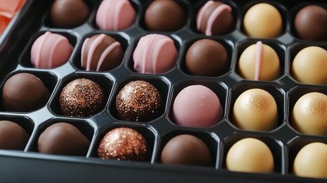 Assorted chocolates in box