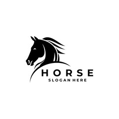 Horse company logo design vector template. Horse head elegant logo design icon