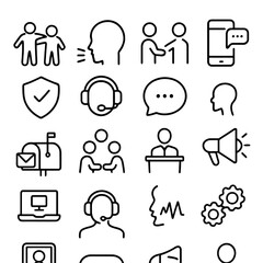 business people icons, Business Communication and Office Icons &ndash; Line Vector Set