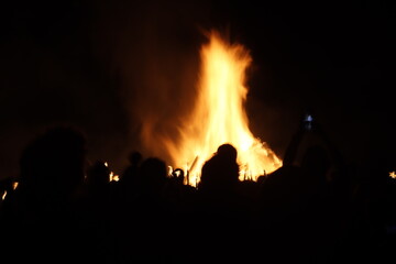 Night event with fire bons and fireworks
