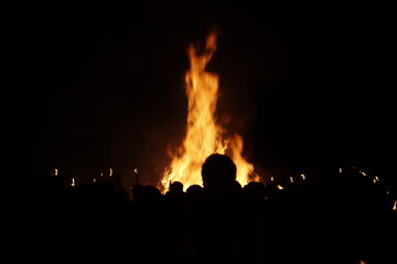 Night event with fire bons and fireworks
