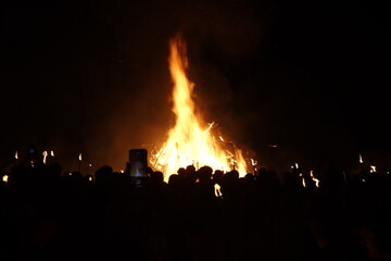 Night event with fire bons and fireworks
