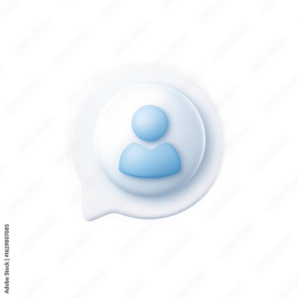 Fototapete modern 3d icon representing a user profile or person symbol within a speech bubble isolated on trans