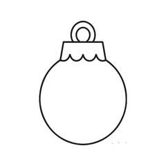 Simple Christmas ball ornament outline. Blank round bauble icon for holiday decoration. Black line art vector illustration isolated on a white background.
