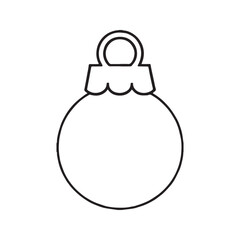 Simple Christmas ball ornament outline. Blank round bauble icon for holiday decoration. Black line art vector illustration isolated on a white background.
