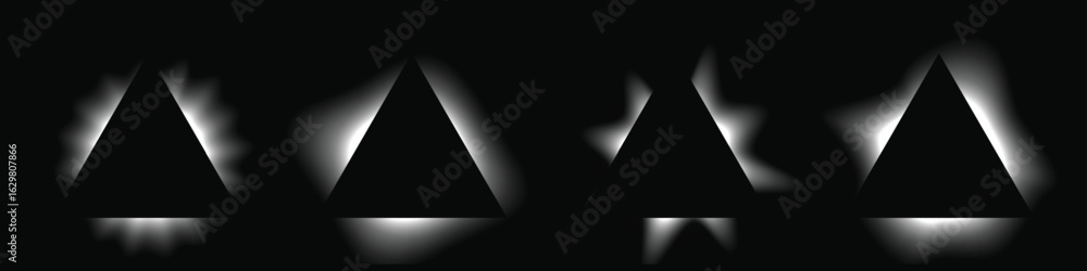 Poster set of triangle illuminate light frames