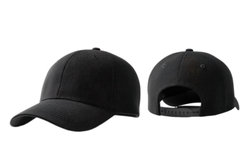 Two views of a black baseball cap