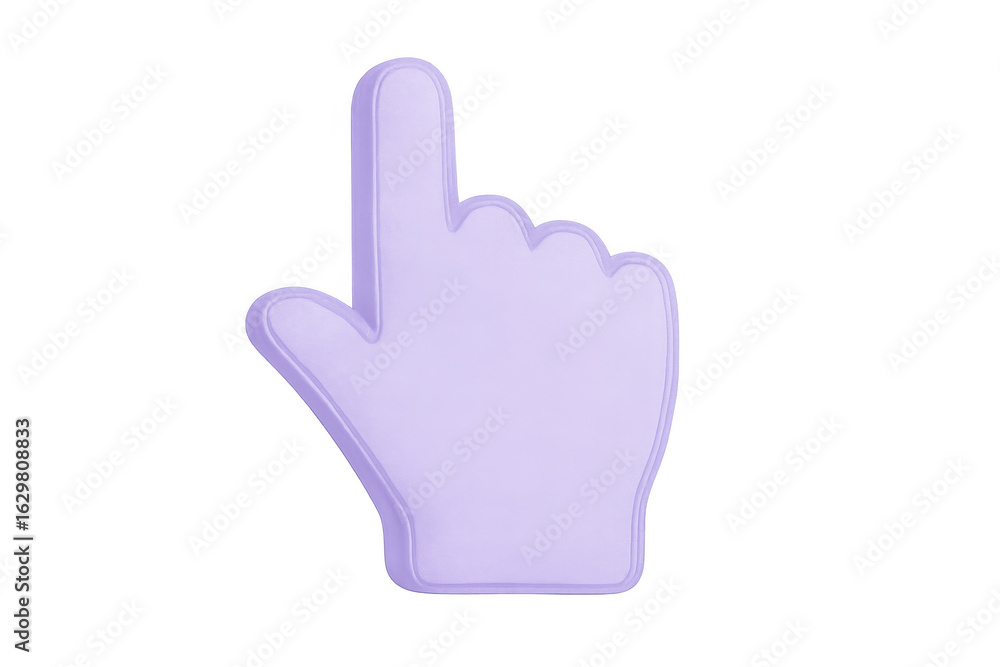 Poster 3d rendering of a purple hand cursor pointing upwards against a transparent background, perfect for 