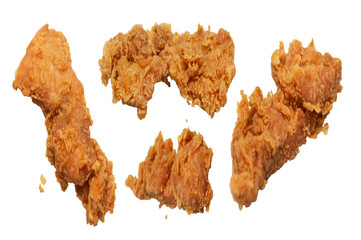 Crispy fried chicken strips isolated on white