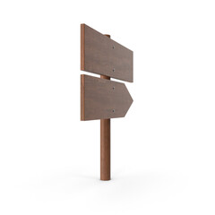 Wooden Signpost with Arrow Isolated on Transparent Background