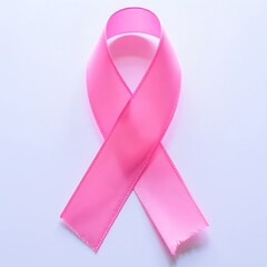 Breast cancer support ribbon illustration in realistic 3d style with pink tones, isolated on bright background, great for awareness campaigns, medical ads, wellness posters, and social media art