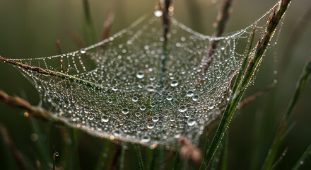 Dew drops on spiderweb nature photography morning dew spider web droplets intricate web arachnid beauty