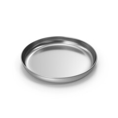 Round Stainless Steel Plate Isolated on Transparent Background