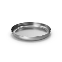 Round Stainless Steel Plate Isolated on Transparent Background