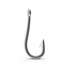 Single Metal Fishing Hook Isolated on Transparent Background