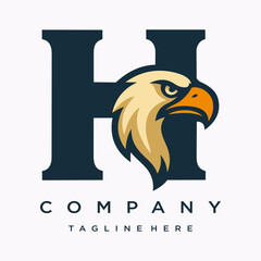 Letter H Eagle Logo Designs