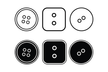 Buttons set art silhouette vector out line art on white background