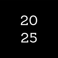 2025 black for happy new year and holiday countdown in black