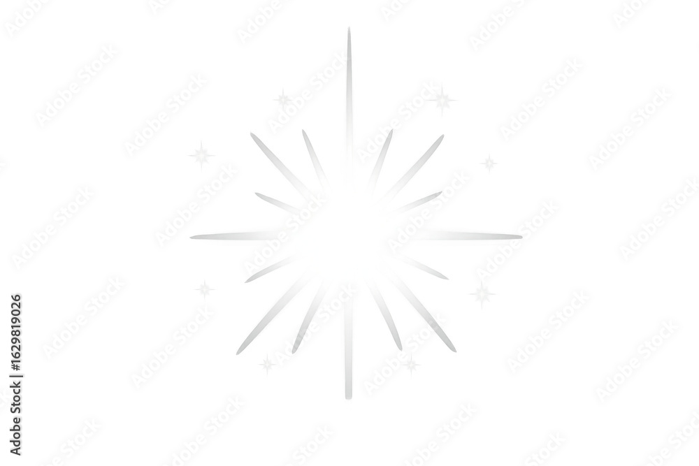Aufkleber glowing star with bright rays and small sparkles creates a magical twinkle effect on a transparent b
