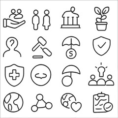 Law and Justice Vector Icons Set &ndash; Outline Style