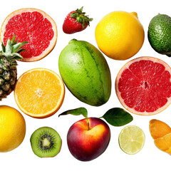 Assorted fresh fruit, vibrant colors