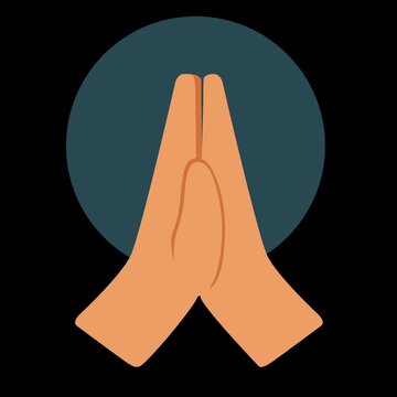 Two hands are clasped together in prayer against a teal backdrop animation