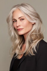 Elegant senior woman with silver hair portrait