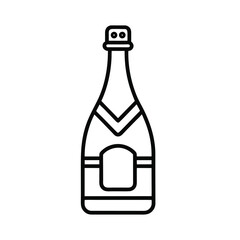 Stylized outline of a champagne bottle with label 